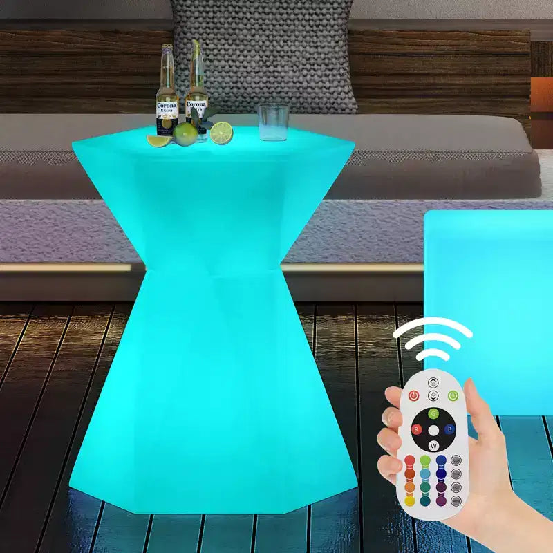 Mjkone 30 H Rechargable Bar Table for Cocktail Pub 16 RGB Color Changing LED Lights , Water Proof Light Up Luminous Furniture Coffee Tables