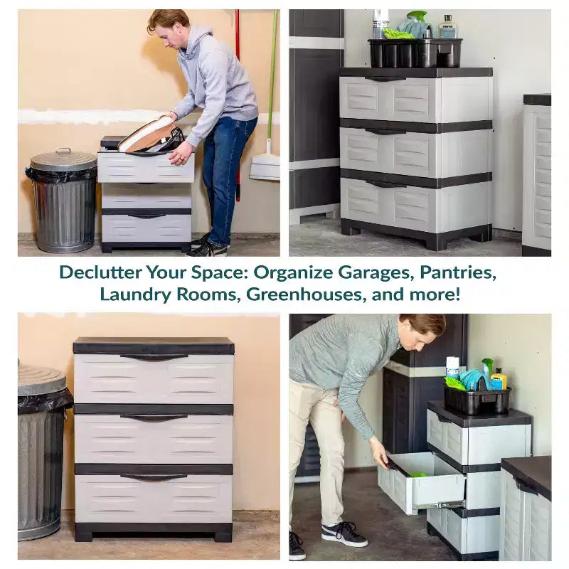 Organisateur de rangement à 3 tiroirs en plastique robuste