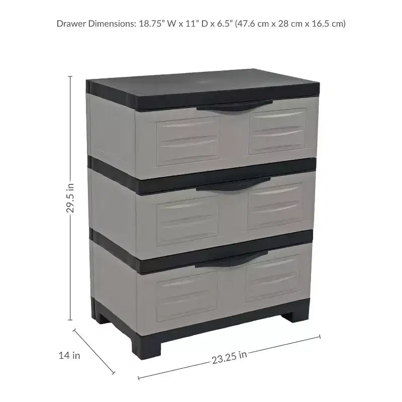 Organisateur de rangement à 3 tiroirs en plastique robuste