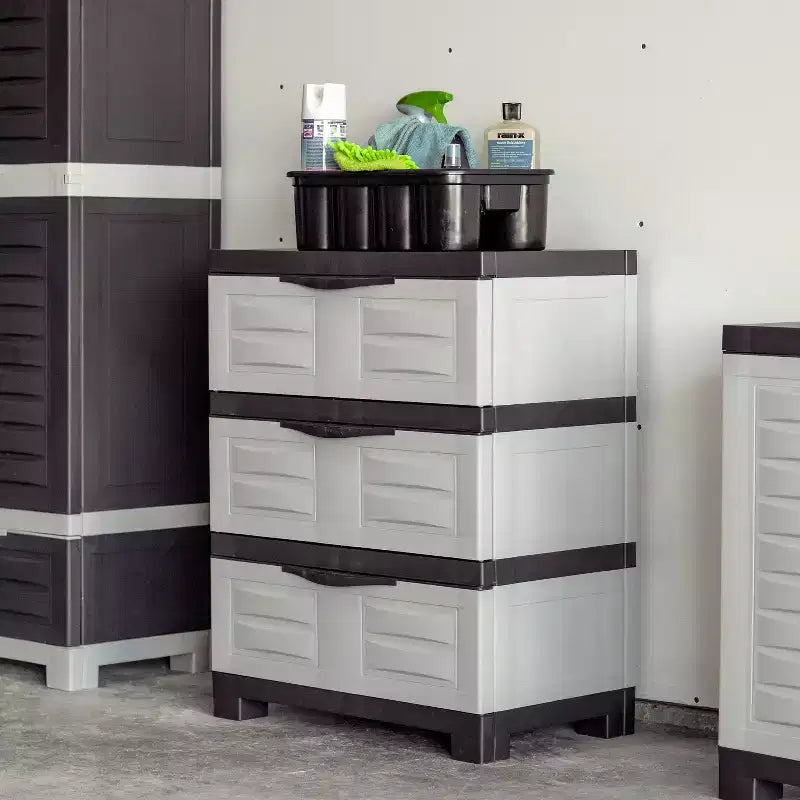 Organisateur de rangement à 3 tiroirs en plastique robuste