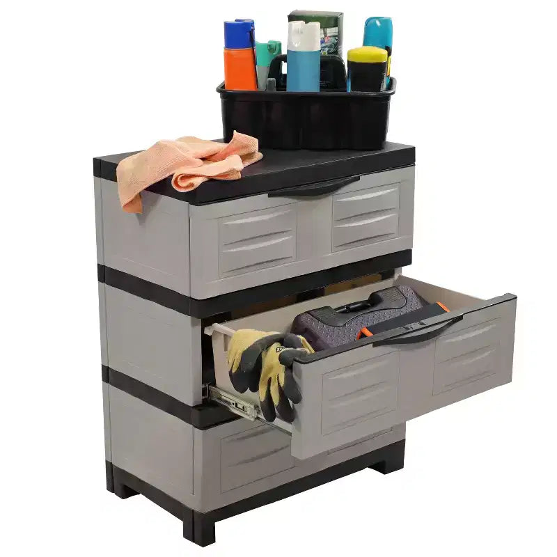 Organisateur de rangement à 3 tiroirs en plastique robuste