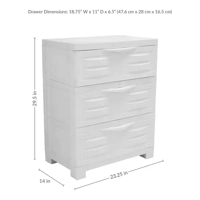 Organisateur de rangement à 3 tiroirs en plastique robuste