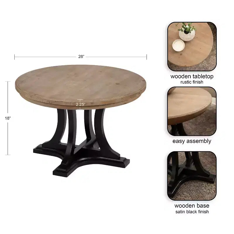 Table basse en bois marron rustique