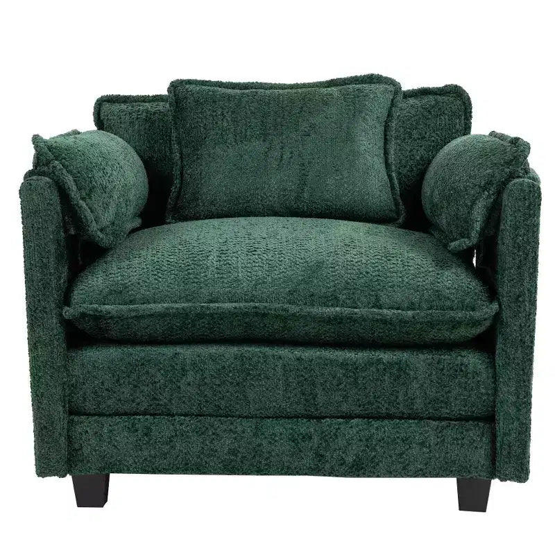 Canapé-lit convertible Boucle avec pouf - Couchage de 55 pouces de large