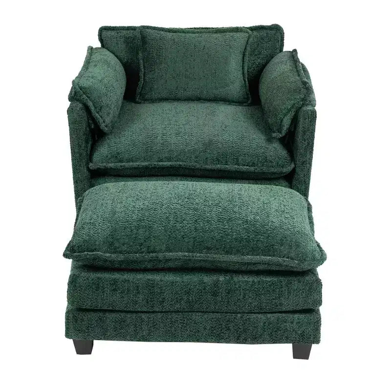Canapé-lit convertible Boucle avec pouf - Couchage de 55 pouces de large