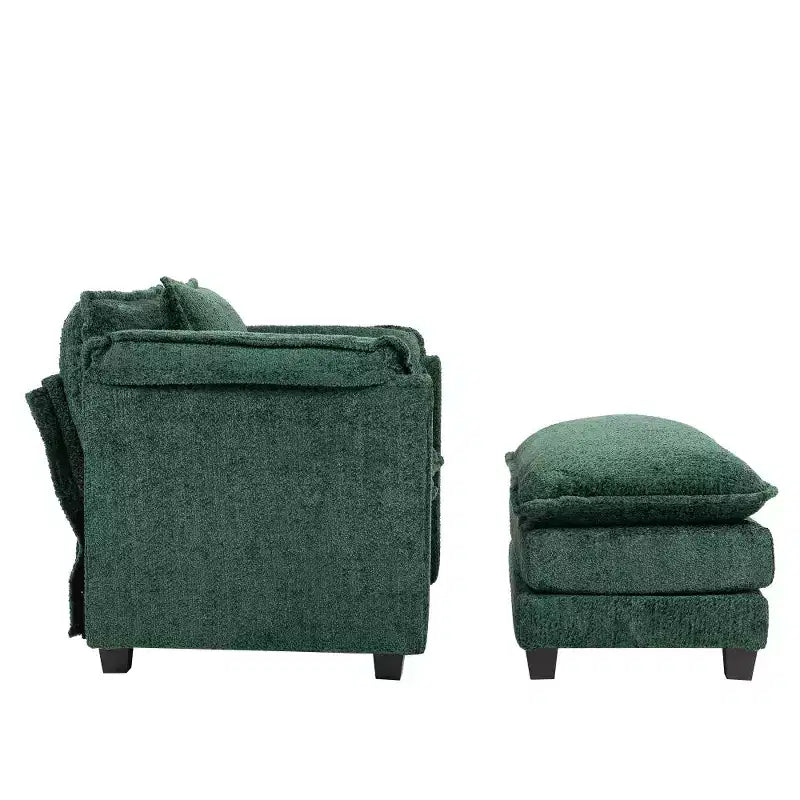 Canapé-lit convertible Boucle avec pouf - Couchage de 55 pouces de large