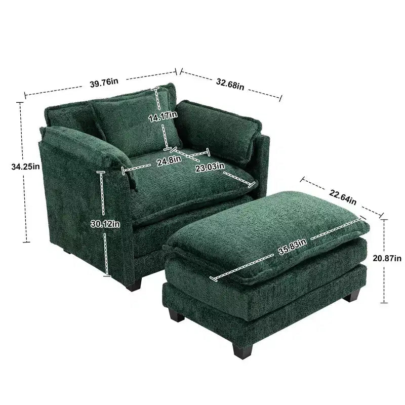 Canapé-lit convertible Boucle avec pouf - Couchage de 55 pouces de large