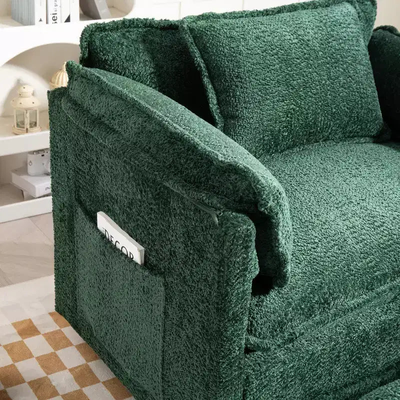 Canapé-lit convertible Boucle avec pouf - Couchage de 55 pouces de large