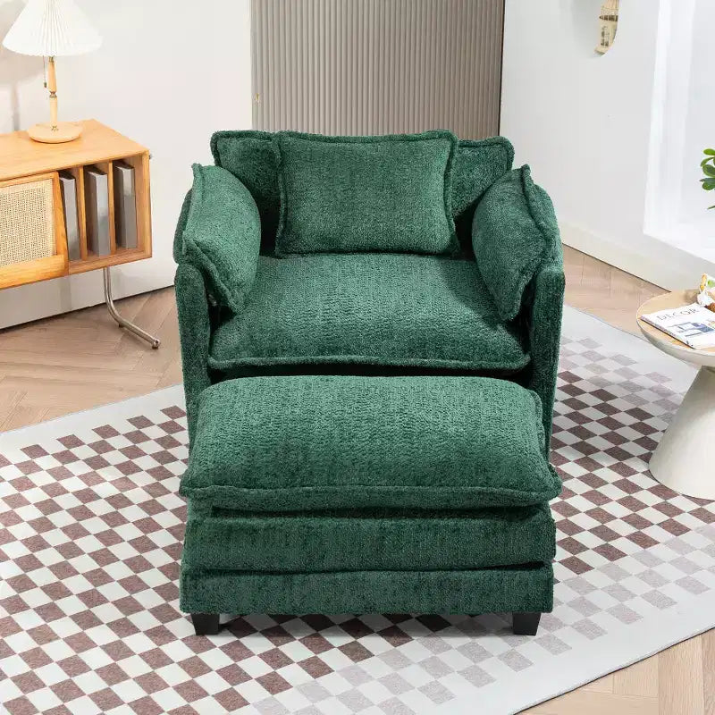 Canapé-lit convertible Boucle avec pouf - Couchage de 55 pouces de large