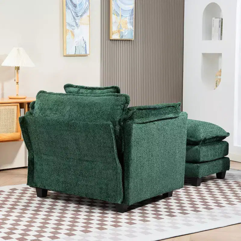Canapé-lit convertible Boucle avec pouf - Couchage de 55 pouces de large