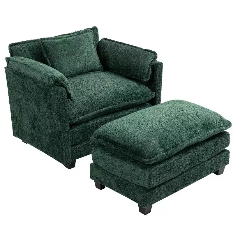 Canapé-lit convertible Boucle avec pouf - Couchage de 55 pouces de large