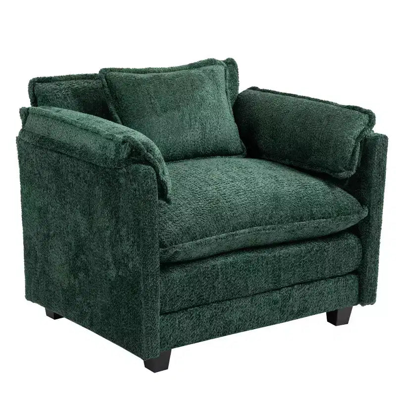 Canapé-lit convertible Boucle avec pouf - Couchage de 55 pouces de large