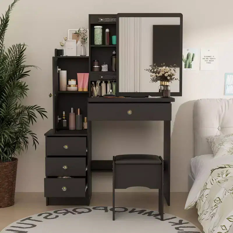 Coiffeuse avec tabouret et miroir