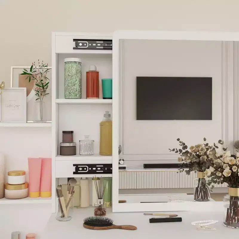 Coiffeuse avec tabouret et miroir