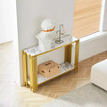 Modern Gold Console Table with Marble Effect Top & Metal Frame, 48-Inch Hallway Solution