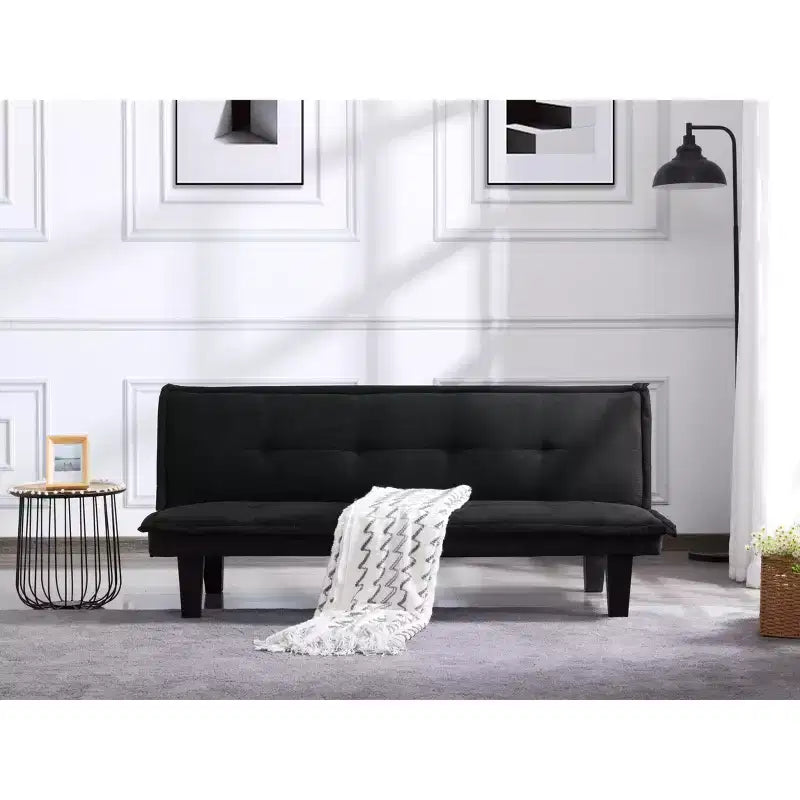MAYEERTY Twin Size 2-Seat Folding Sleeper Couch, Metal & Wood Frame Small Space Sofa Bed