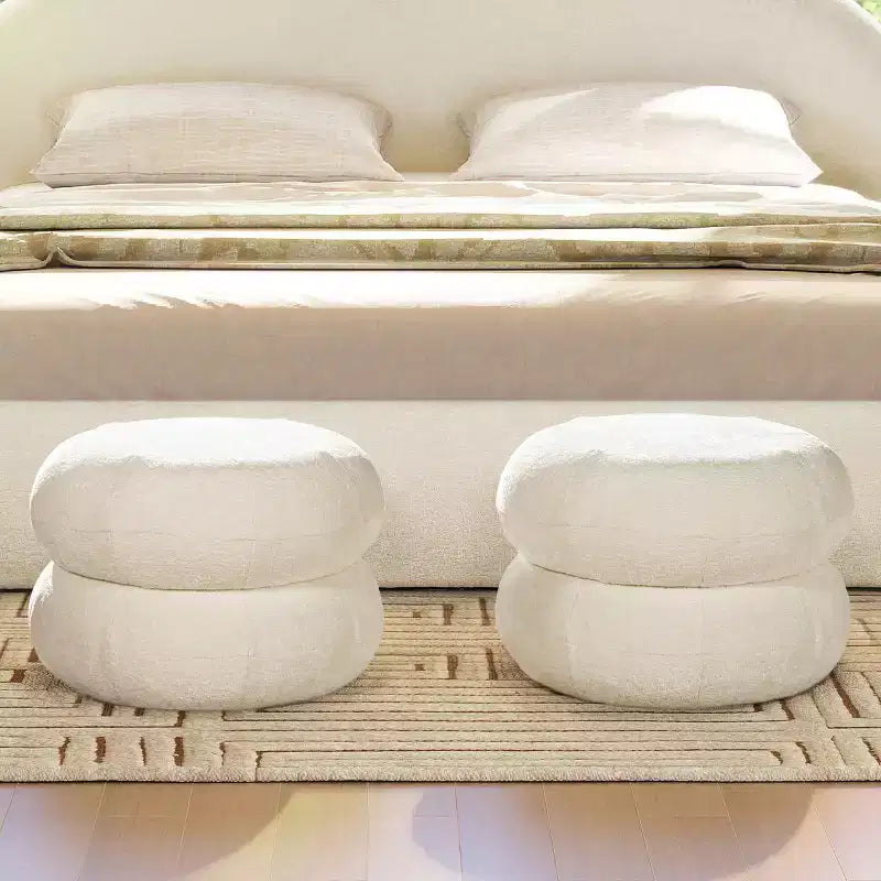 Pouf rond rembourré en velours moderne de 49,5 cm
