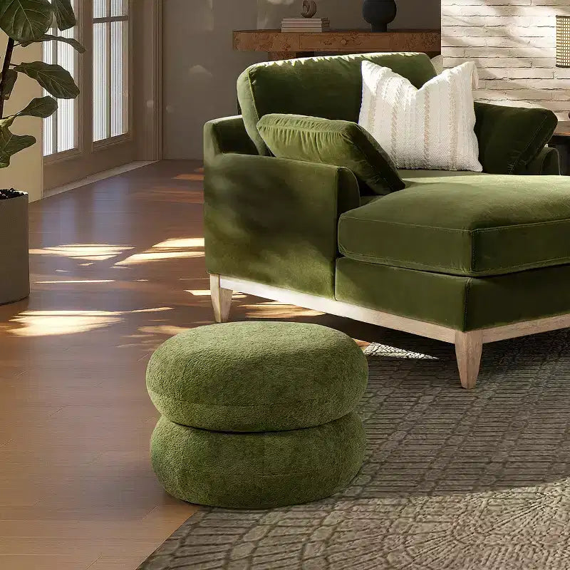 Pouf rond rembourré en velours moderne de 49,5 cm