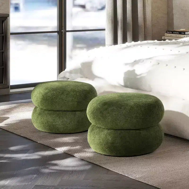 Pouf rond rembourré en velours moderne de 49,5 cm