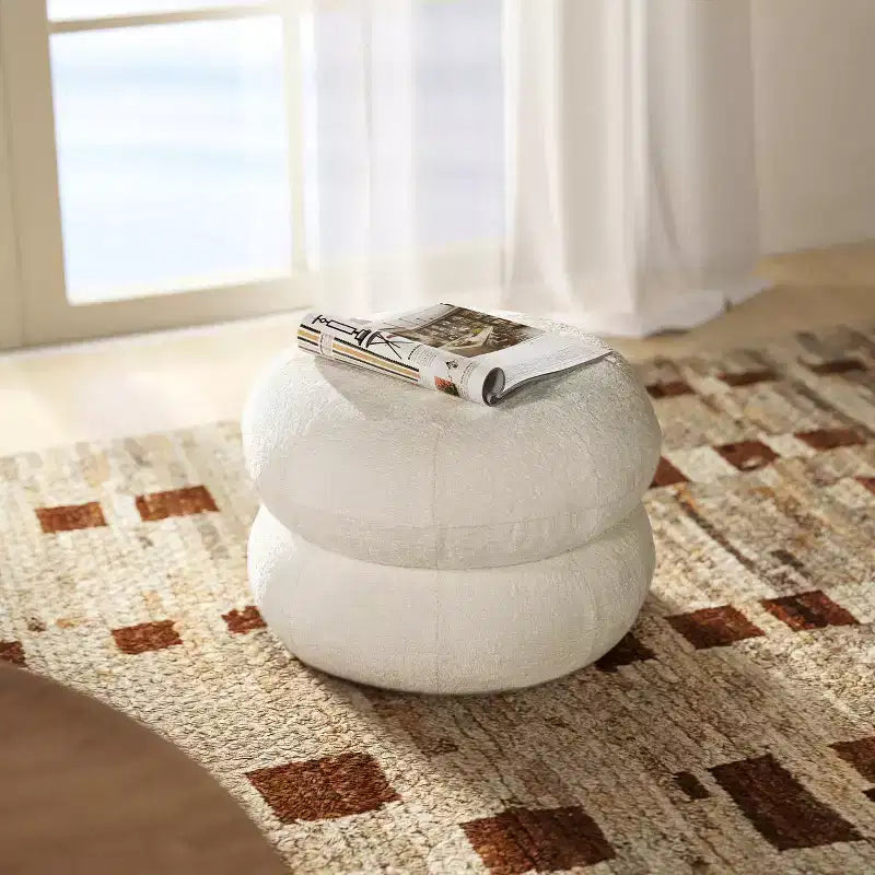 Pouf rond rembourré en velours moderne de 49,5 cm