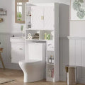 VECELO Over The Toilet Storage Cabinet, Storage Cabinet with Door & Toilet Paper Holder Stand, Space-Saving Toilet Rack, White