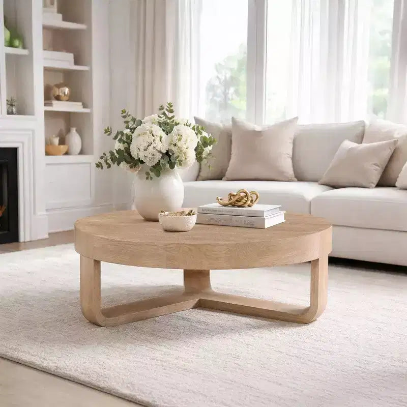 Table basse ronde de 32 pouces avec base ouverte en forme de traîneau