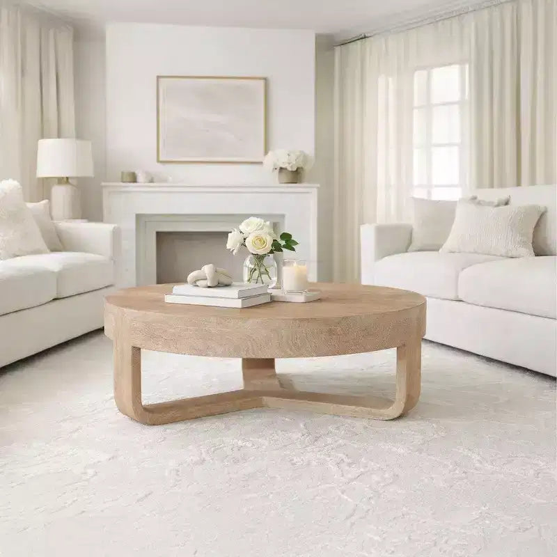 Table basse ronde de 32 pouces avec base ouverte en forme de traîneau
