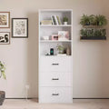 Karl Home White Display Cabinet with 3-layer 3-drawer 2 USB 2 Outlet 70.86in.H