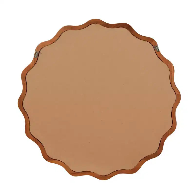 Miroir Rond Ondulé Cadre en Bois Massif Miroir Décoratif