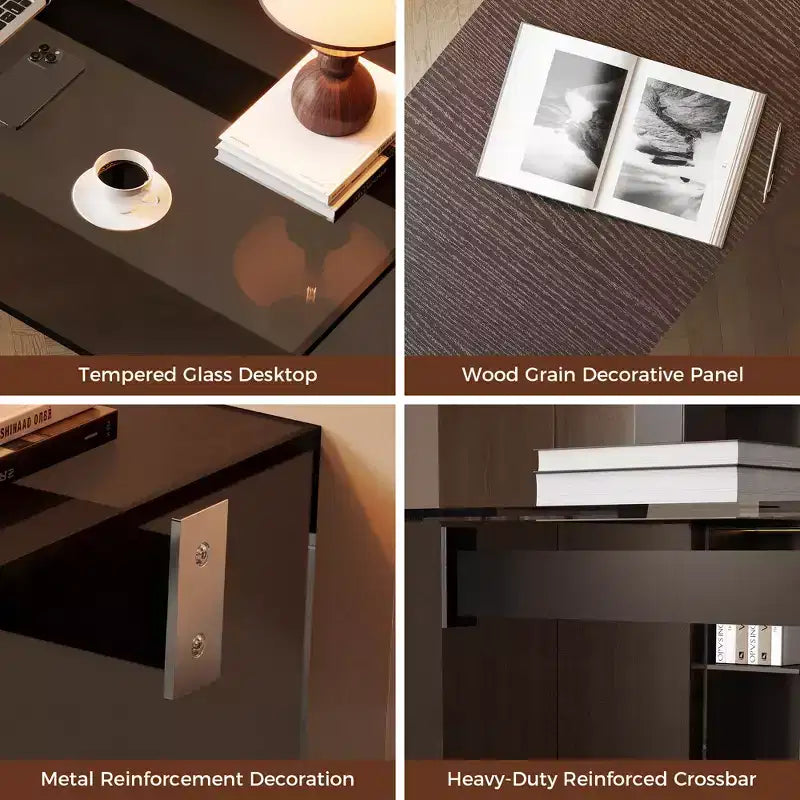 Bureau moderne en verre trempé
