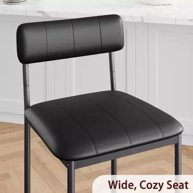 COZONY 2-Pack Upholstered Dining Chairs, PU Leather Bar Stools, Black