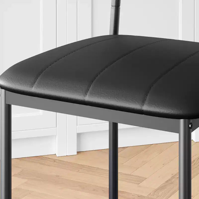 COZONY 2-Pack Upholstered Dining Chairs, PU Leather Bar Stools, Black