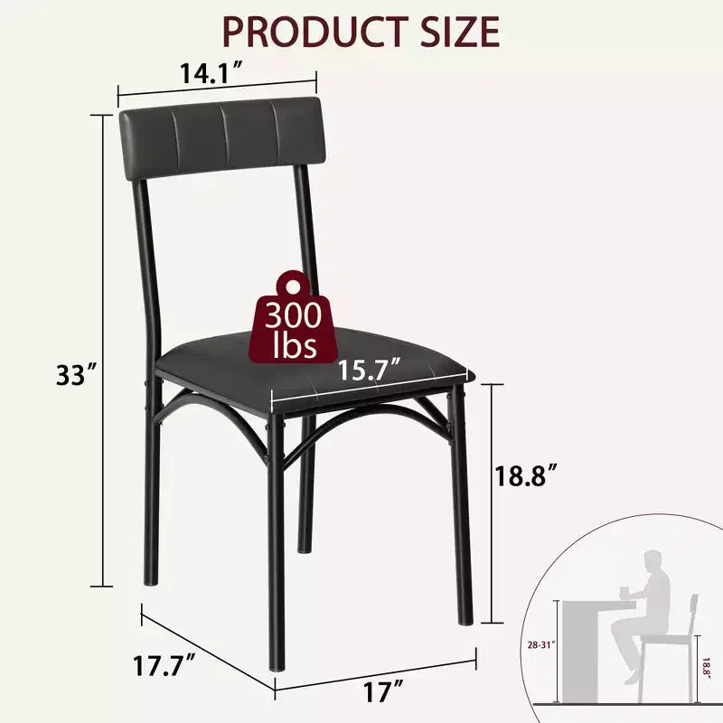 COZONY 2-Pack Upholstered Dining Chairs, PU Leather Bar Stools, Black