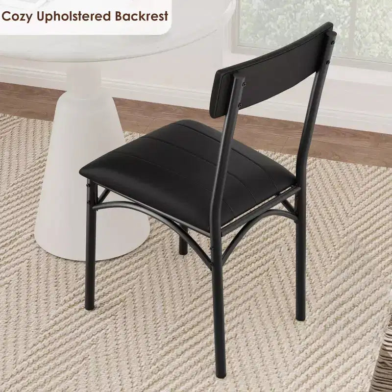 COZONY 2-Pack Upholstered Dining Chairs, PU Leather Bar Stools, Black