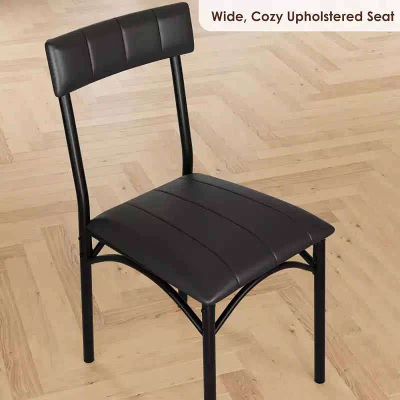 COZONY 2-Pack Upholstered Dining Chairs, PU Leather Bar Stools, Black