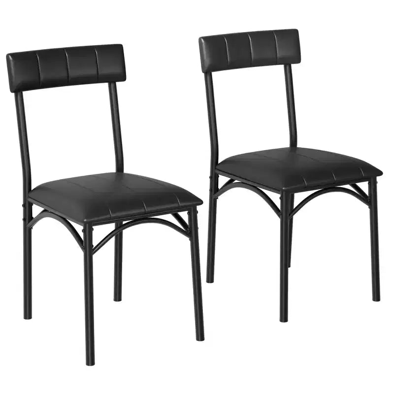 COZONY 2-Pack Upholstered Dining Chairs, PU Leather Bar Stools, Black