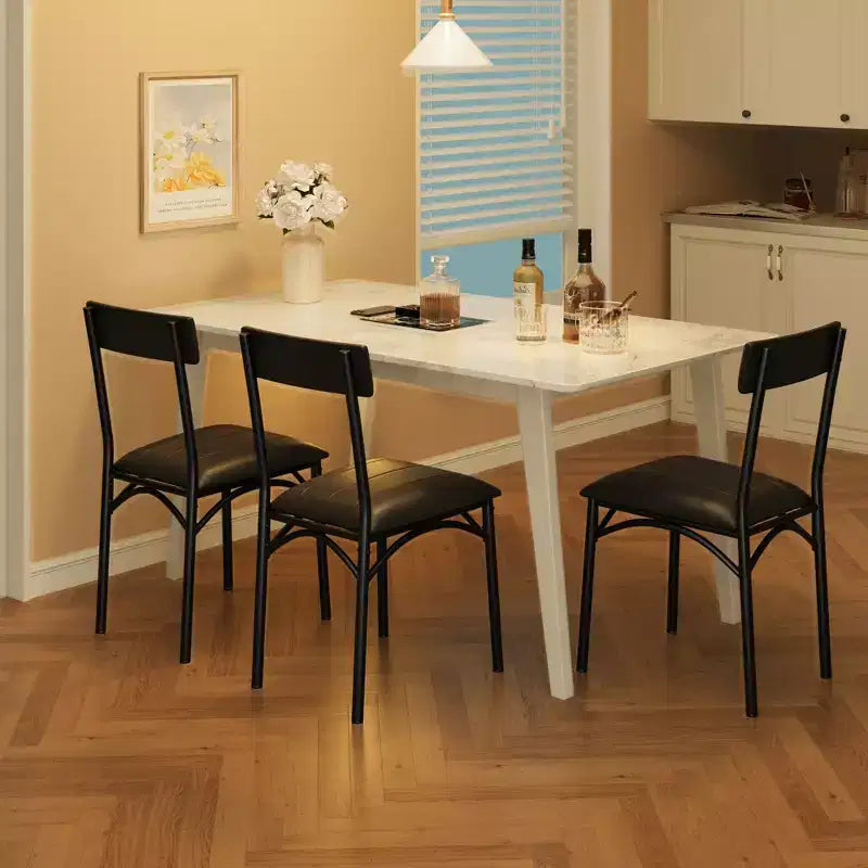 COZONY 2-Pack Upholstered Dining Chairs, PU Leather Bar Stools, Black