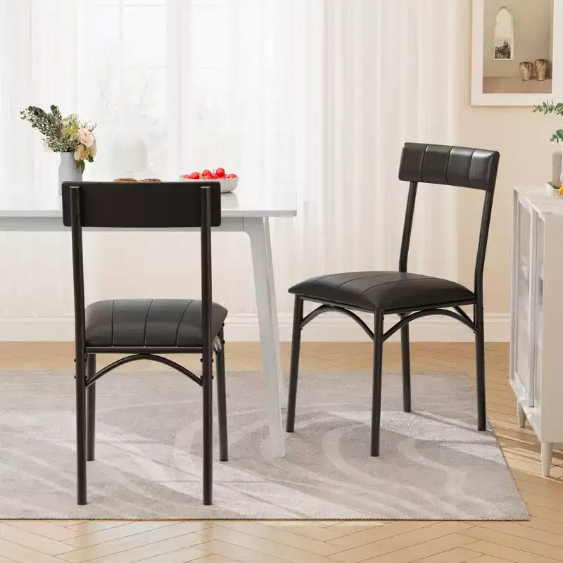 COZONY 2-Pack Upholstered Dining Chairs, PU Leather Bar Stools, Black