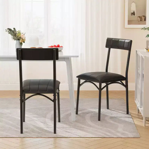 COZONY 2-Pack Upholstered Dining Chairs, PU Leather Bar Stools, Black