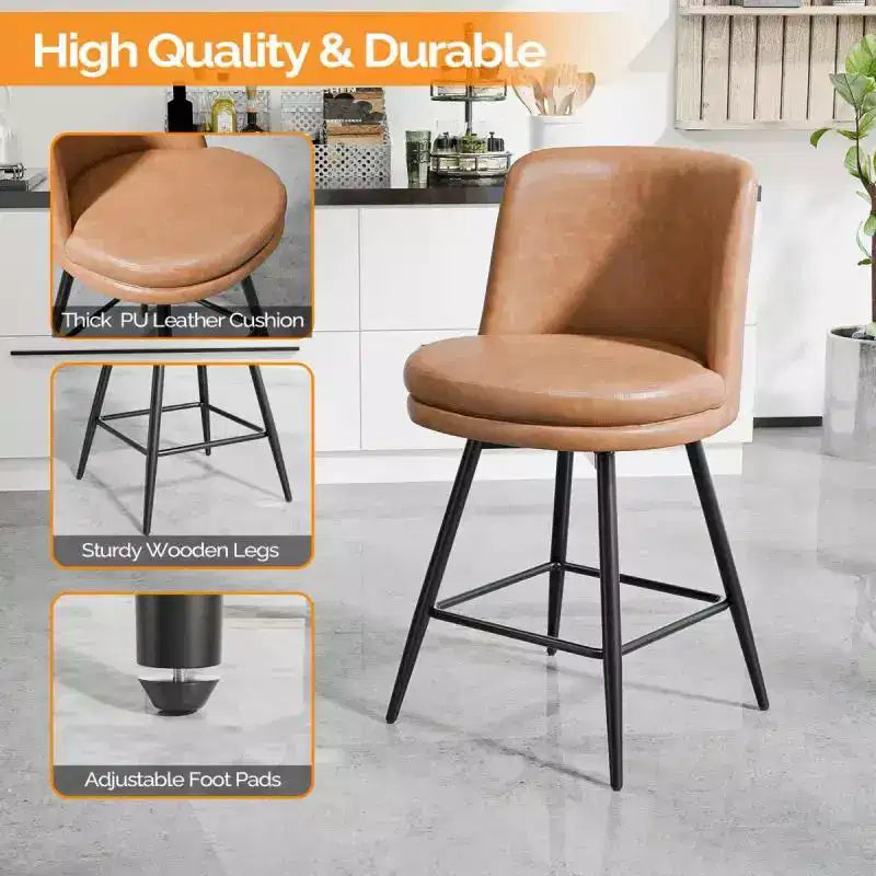 PU Leather Contemporary Bar Stool Swivel Feature, PU Leather & Durable Quality
