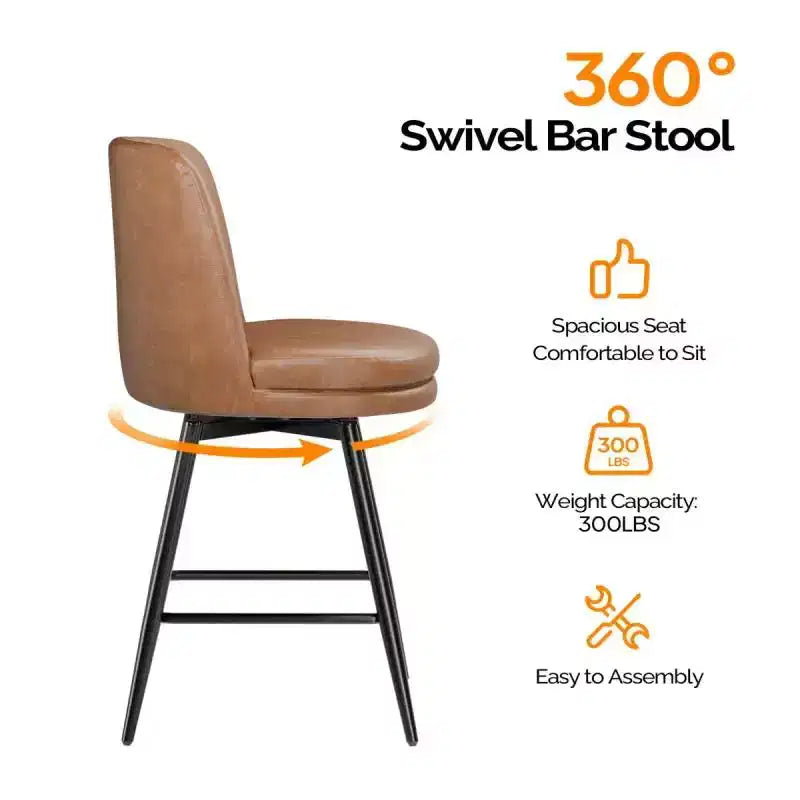 PU Leather Contemporary Bar Stool Swivel Feature, PU Leather & Durable Quality