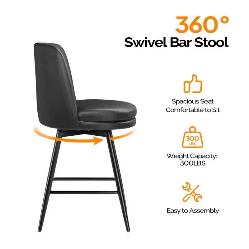 PU Leather Contemporary Bar Stool Swivel Feature, PU Leather & Durable Quality