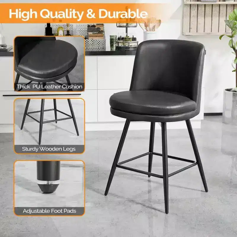 PU Leather Contemporary Bar Stool Swivel Feature, PU Leather & Durable Quality