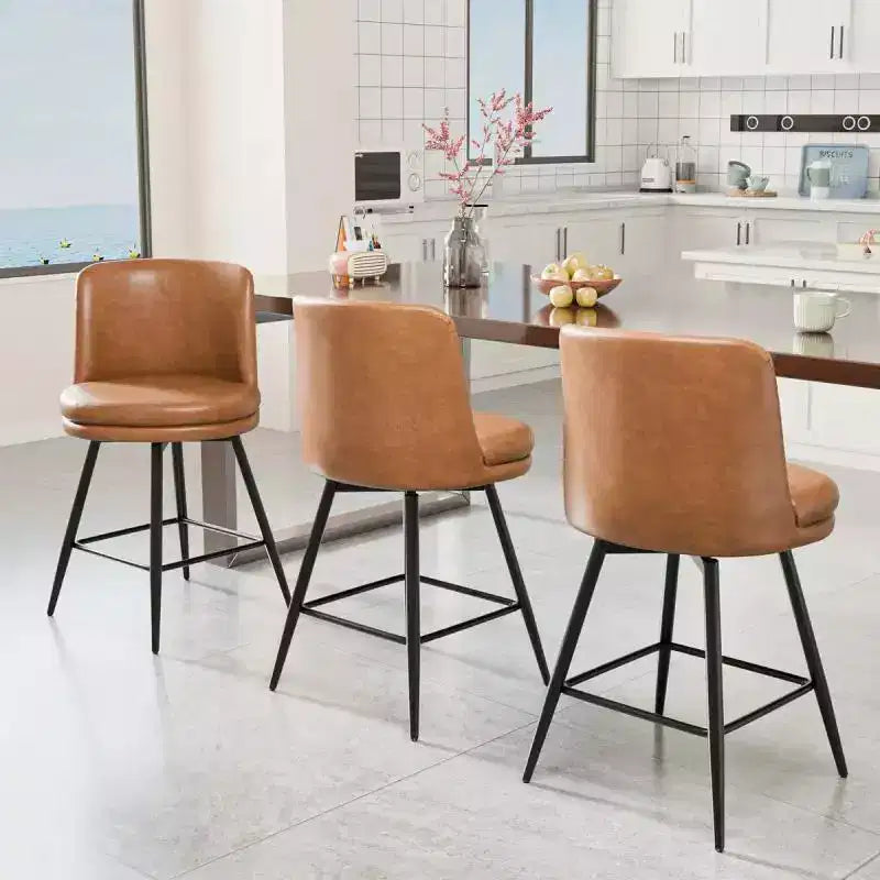 PU Leather Contemporary Bar Stool Swivel Feature, PU Leather & Durable Quality