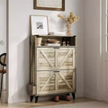 Shoe Cabinet with 2 Flip Drawers for Entryway, Freestanding Shoe Cabinet Organizer with Open Storage, Free Standing Shoe Rack Cabinet Corner