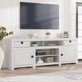 Farmhouse TV Stand for 75/80 Inch TVs, 70 Long Entertainment Center with 4 Storage Drawers & 3 Open Shelf, White Television Consoles Stands