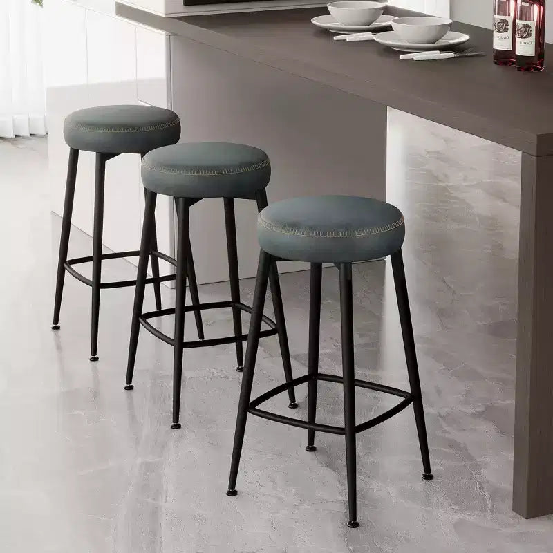 Dyonery Bar Stools Set of 2, 26.3 Height Mid Century Modern Swivel Counter Height Barstools with Back, Metal Base,Faux Leather - Green