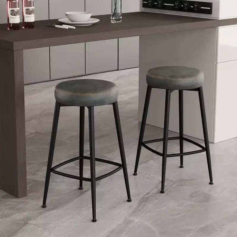 Dyonery Bar Stools Set of 2, 26.3 Height Mid Century Modern Swivel Counter Height Barstools with Back, Metal Base,Faux Leather - Green