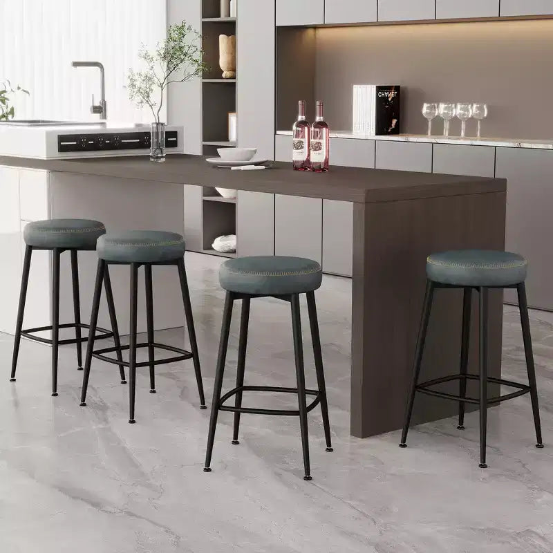 Dyonery Bar Stools Set of 2, 26.3 Height Mid Century Modern Swivel Counter Height Barstools with Back, Metal Base,Faux Leather - Green
