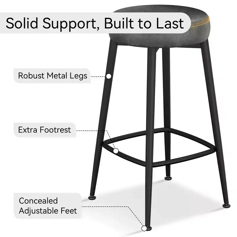 Dyonery Bar Stools Set of 2, 26.3 Height Mid Century Modern Swivel Counter Height Barstools with Back, Metal Base,Faux Leather - Green